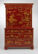 A  Magnificent Red Secretaire-on-Chest