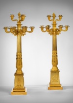 A Pair of Large Late Empire Gilt Bronze Nine Light Candelabra by Thomire. Circa 1820